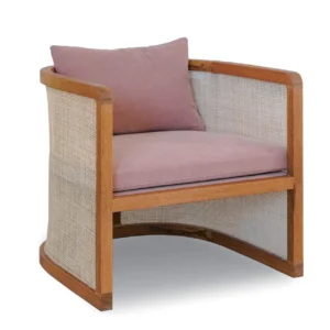 Solid Oak Barrel Lounge Chair in natural oak — front view