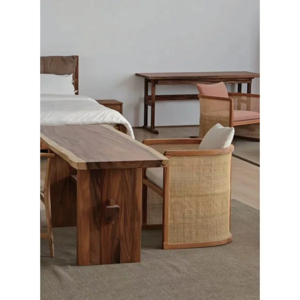 Solid Oak Barrel Lounge Chair in natural oak — in a room setting