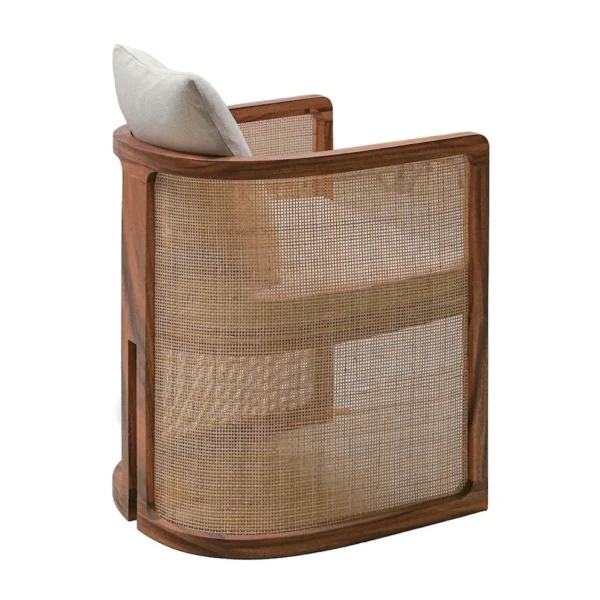 Solid Oak Barrel Lounge Chair in natural oak — in a room setting