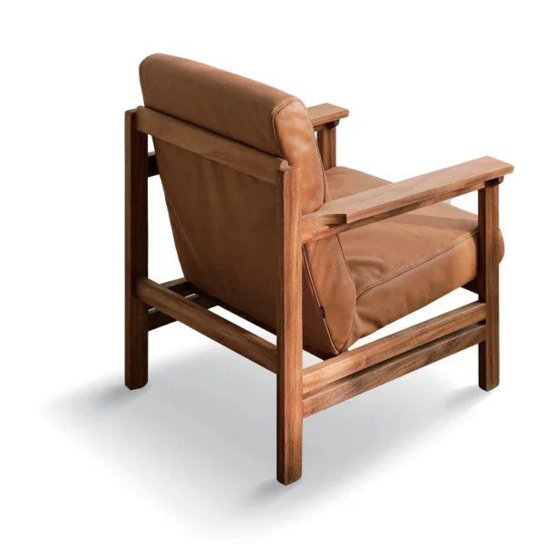 Solid Walnut Frame Lounge Chair in Tan Leather — in a room setting