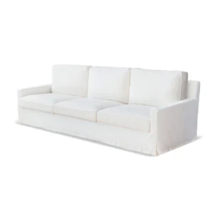 Slipcovered Three-Seat Sofa in White Fabric — front view