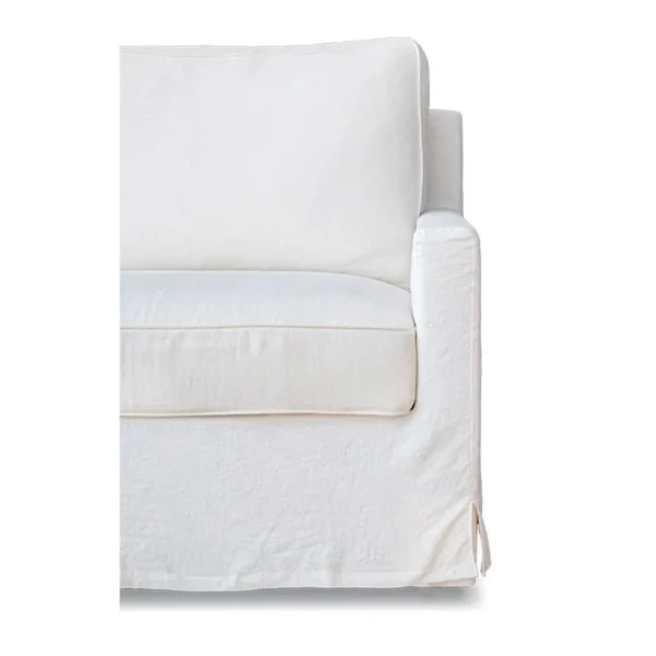 Slipcovered Three-Seat Sofa in White Fabric — in a room setting