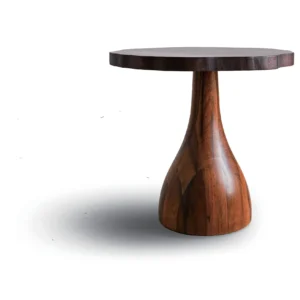 Solid Walnut Sculpted Pedestal Side Table in walnut — front view