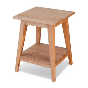Solid Wood Splayed-Leg Side Table with Lower Shelf in natural oak — front view