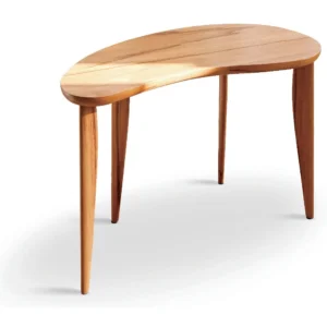 Kidney-Shaped Solid Wood Desk with Sculpted Legs in natural oak — front view