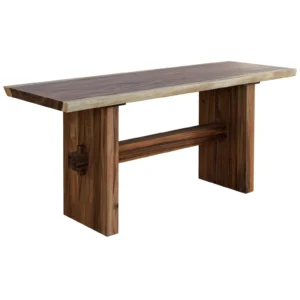 Live-Edge Solid Wood Trestle Dining Table in walnut — front view