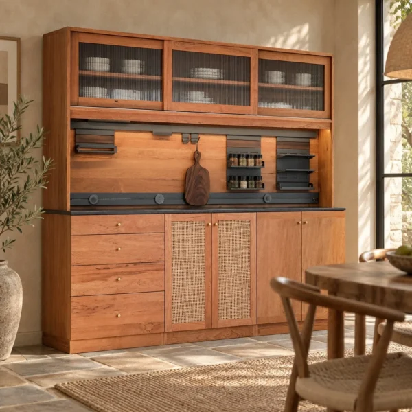 Solid Wood Kitchen Dresser in natural oak — in a room setting