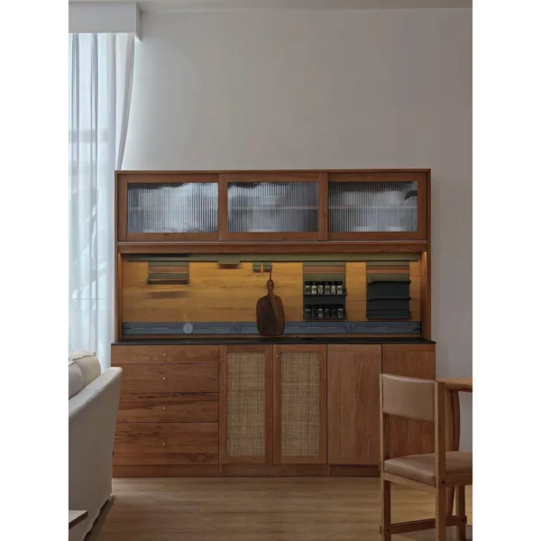 Solid Wood Kitchen Dresser in natural oak — in a room setting