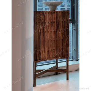 Solid Walnut Tall Cabinet in walnut — in a room setting