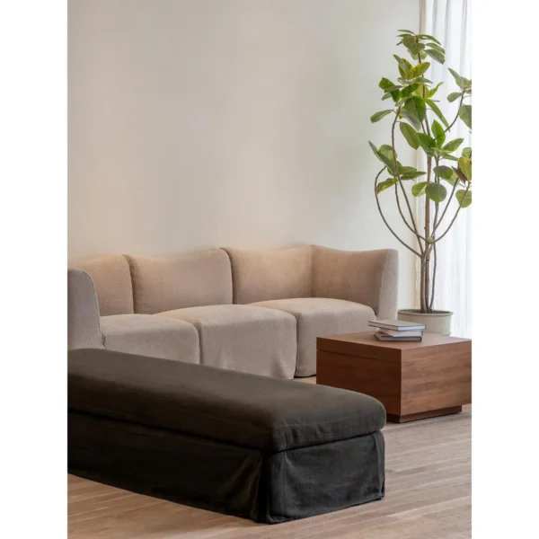 Zhipu Woven Linen Daybed in black — in a room setting