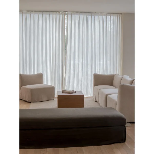 Zhipu Woven Linen Daybed in black — in a room setting