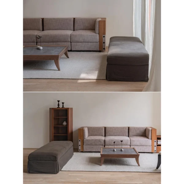 Zhipu Woven Linen Daybed in black — in a room setting