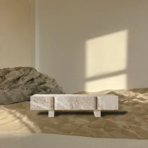 Zhuo Rustic Cabinet in natural stone — front view