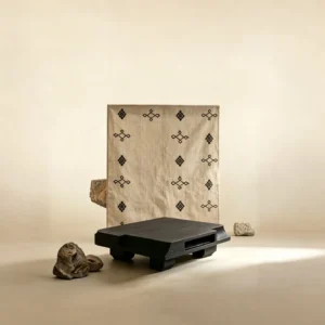 Zhuomu Rustic Solid Wood Block Coffee Table in Black — front view