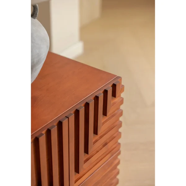 Zhuyan Solid Wood Modular Cabinet with Carved Drawer Fronts in clay — in a room setting