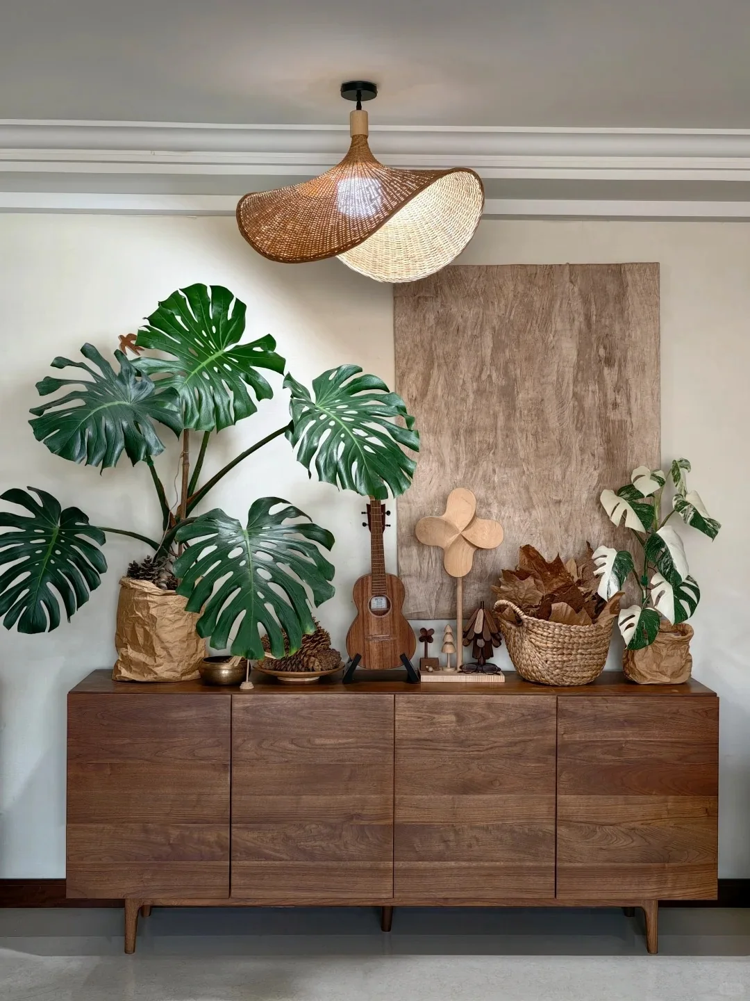 Walnut sideboard in a warm residential interior