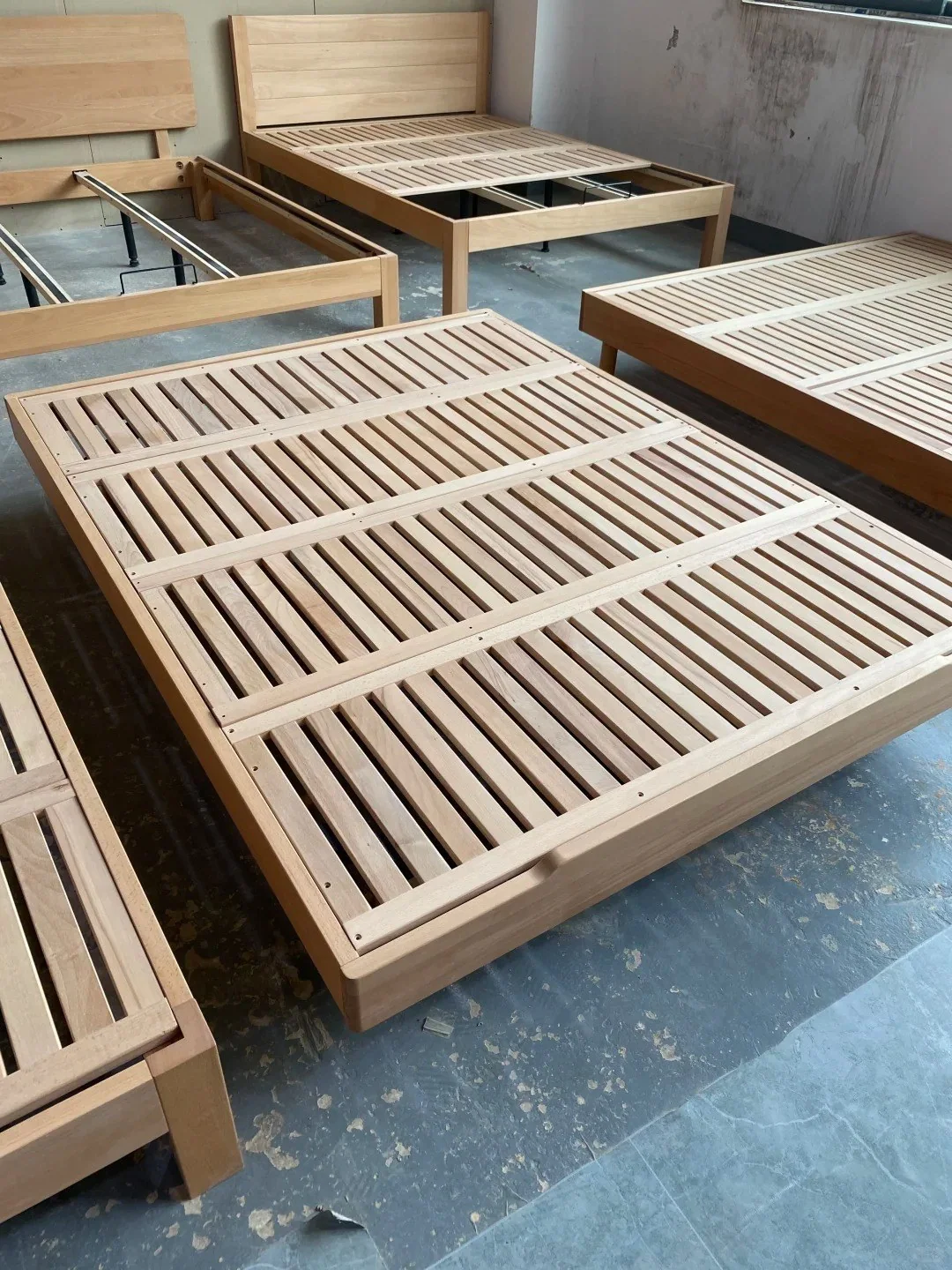 Light wood structural bed frames in production