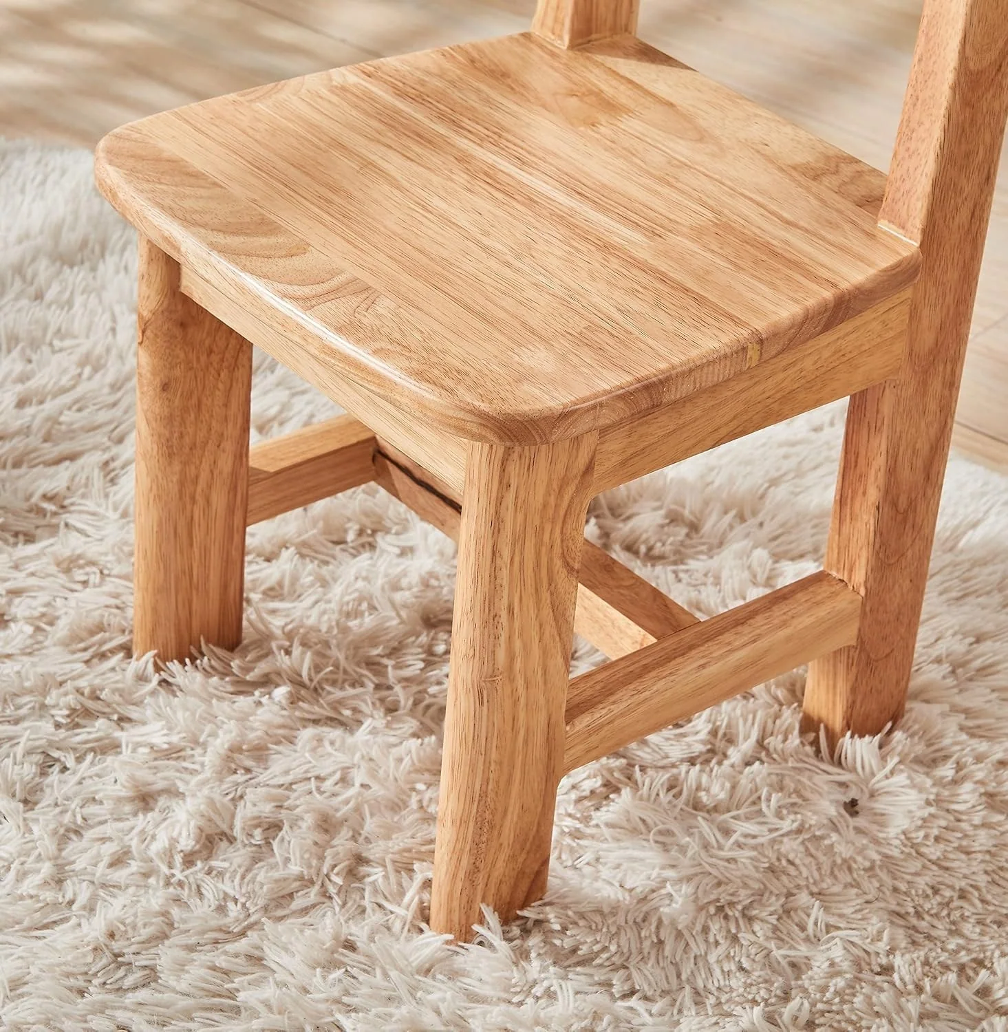 Rubberwood chair seat and leg detail