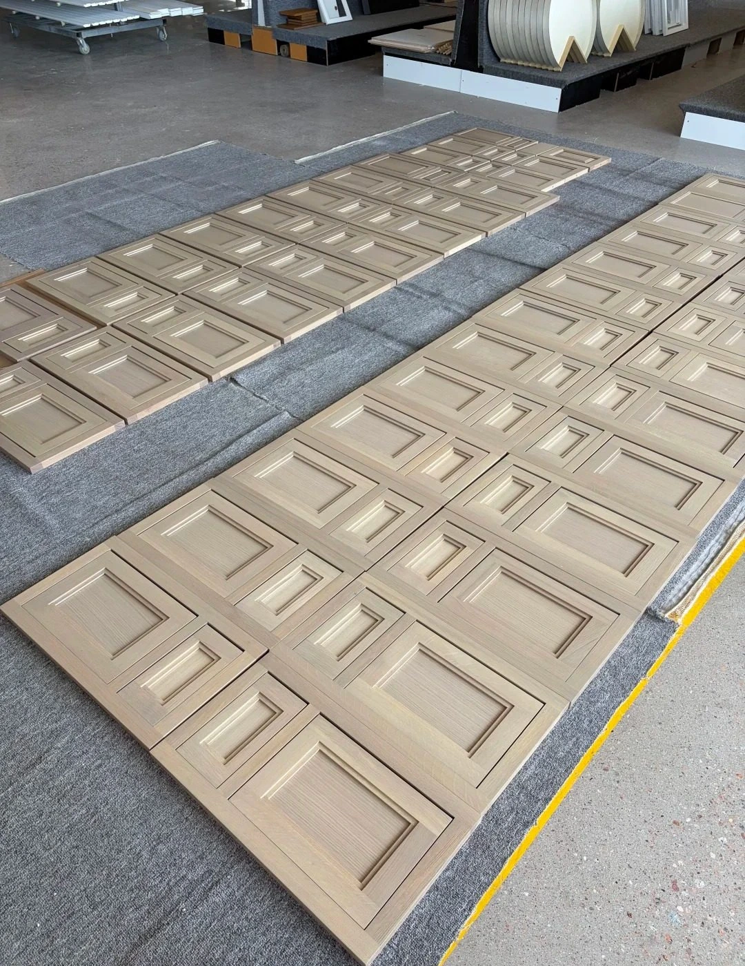 Light oak cabinet panel sample showing semi-transparent finish