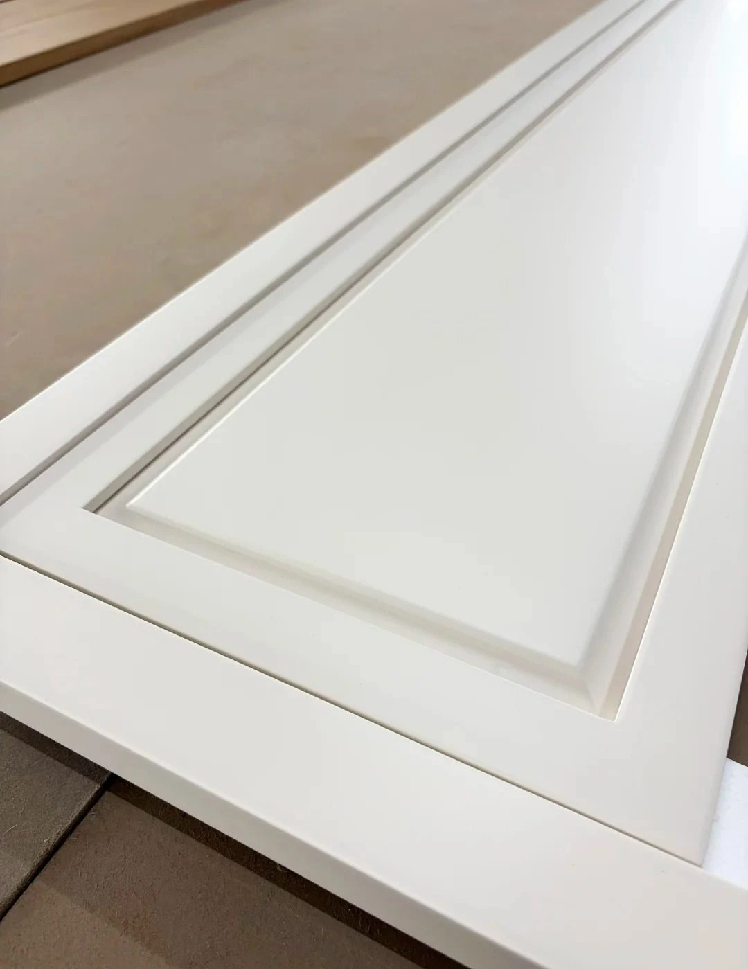 Close view of inset cabinet door machining and finishing quality