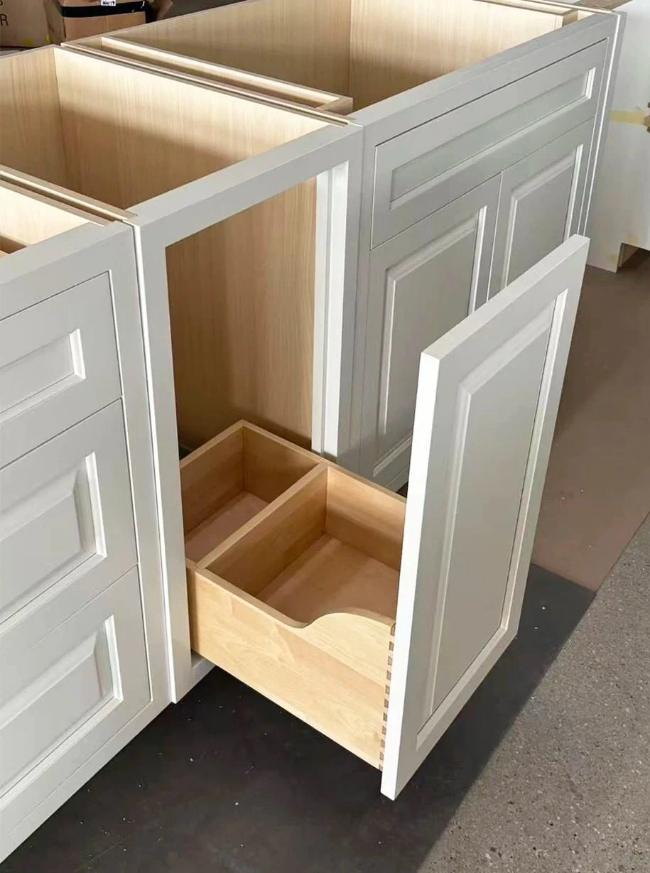 Factory trial assembly of inset cabinet boxes and drawers