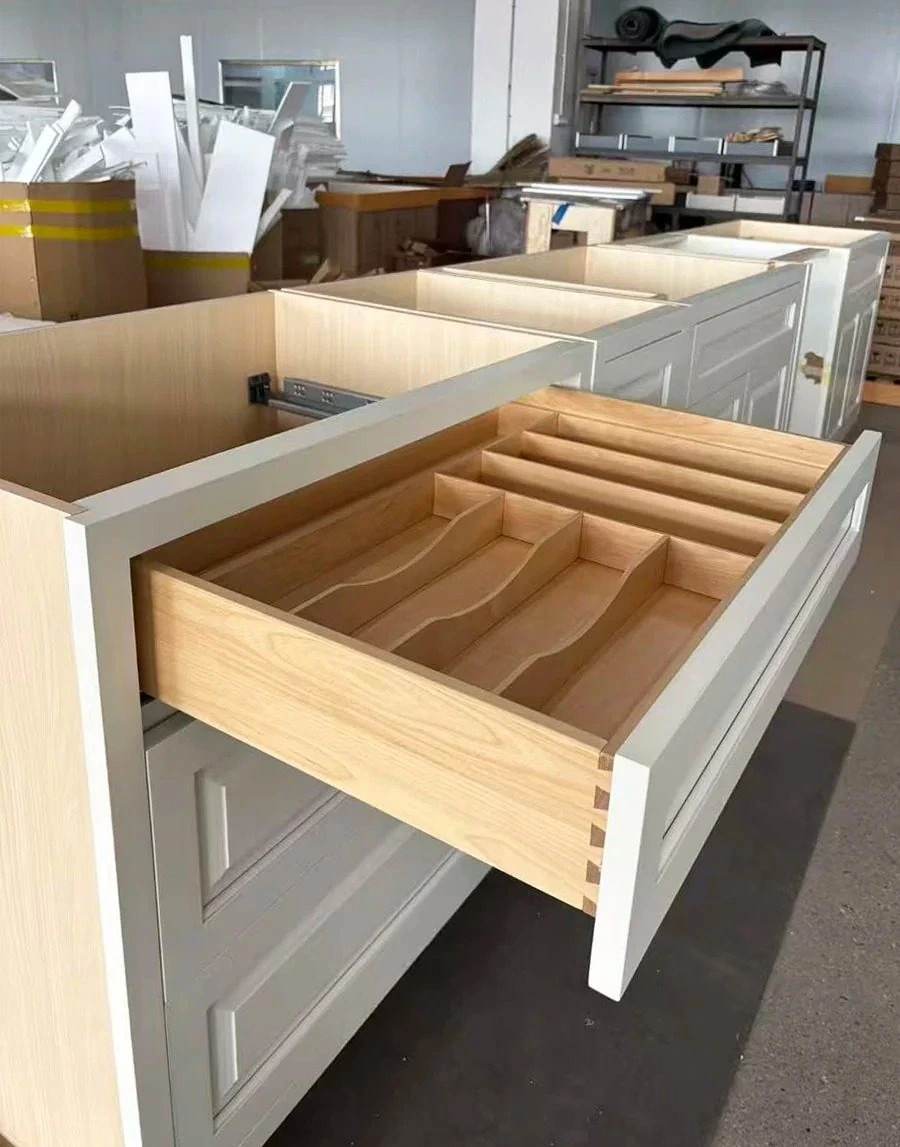 Cabinet drawer and interior details during trial fit