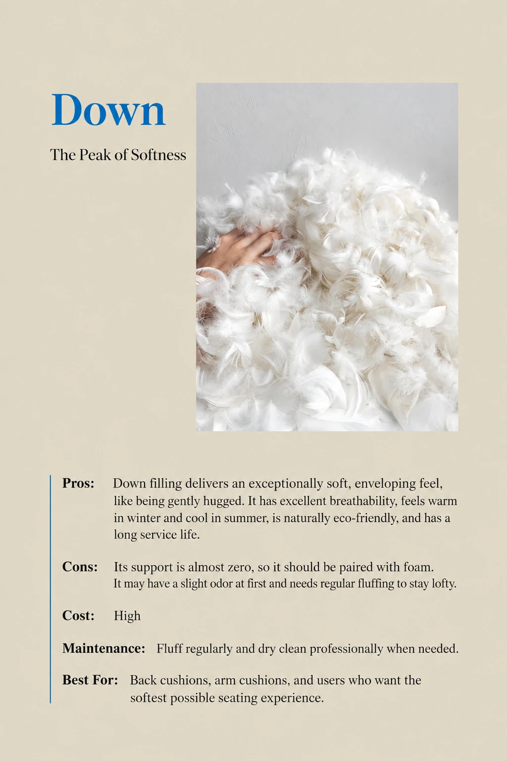 Down and feather cushion filling guide