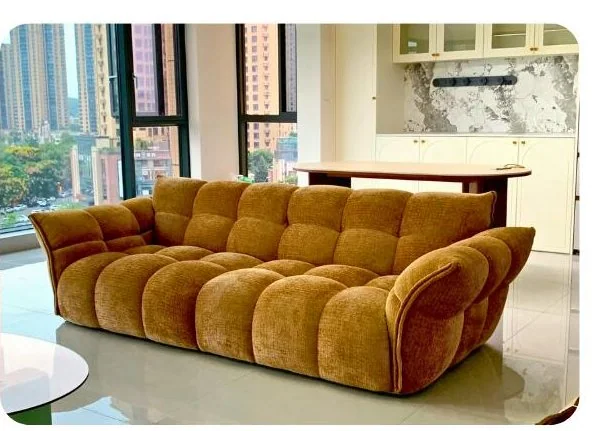 Warm chenille sofa in a contemporary interior