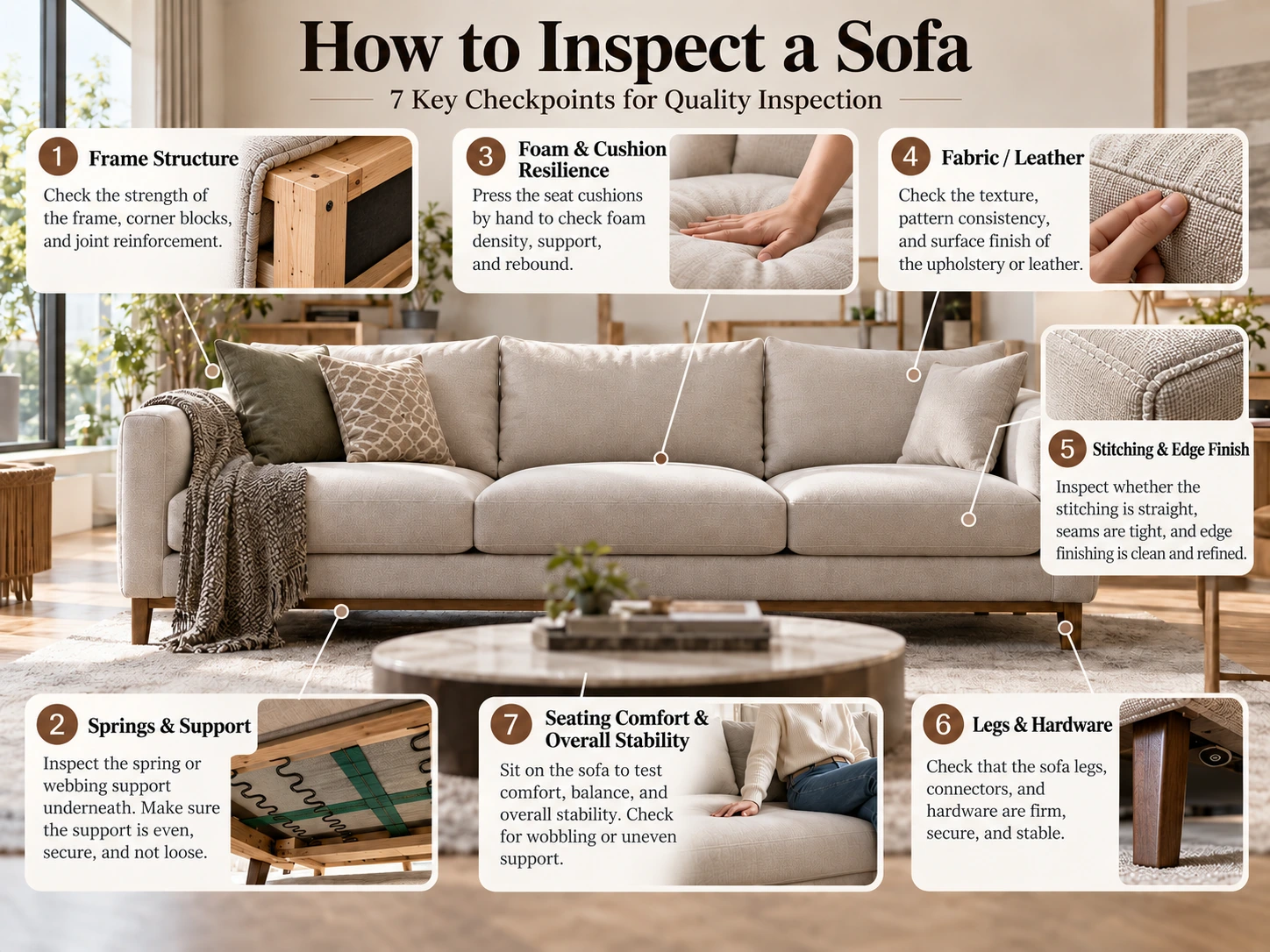 Seven key checkpoints for inspecting a sofa before shipping