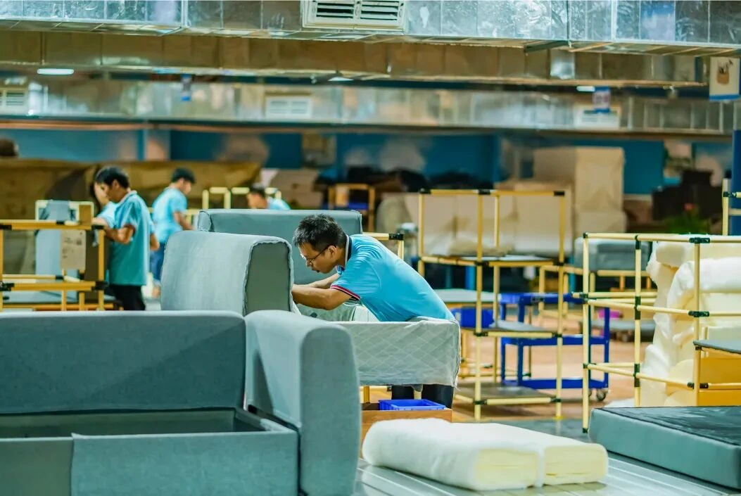 Factory sofa inspection during production