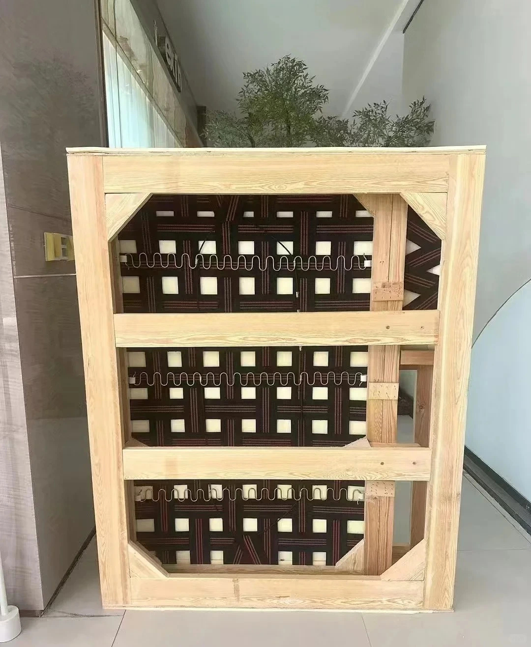 Exposed sofa frame with webbing support