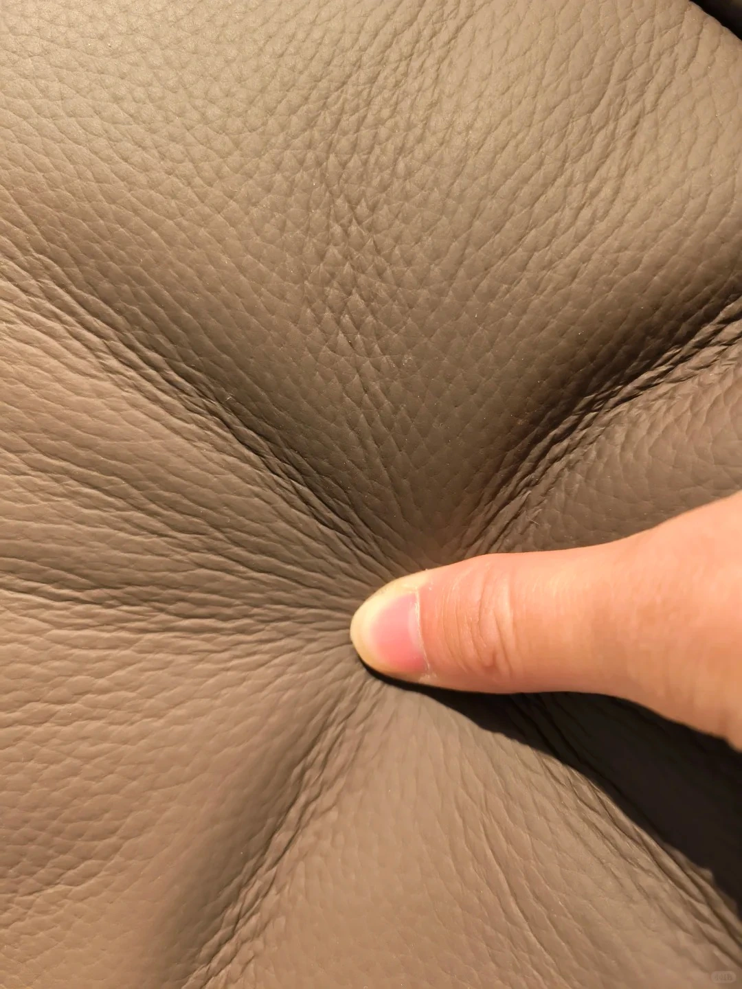 Leather grain close up sofa inspection