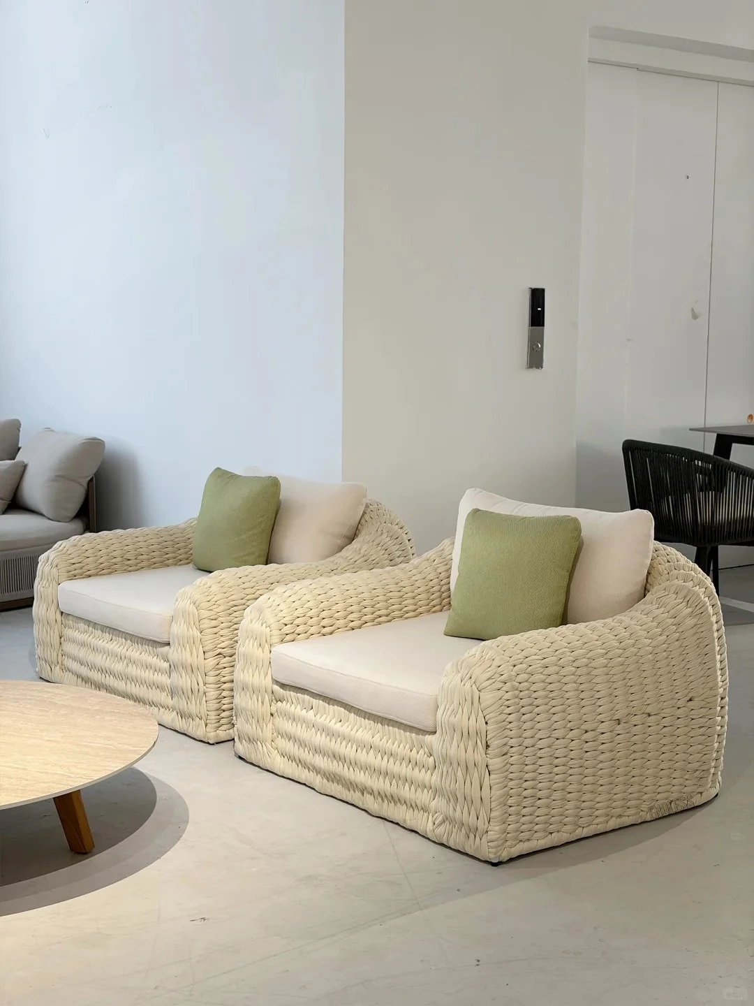 Light upholstered lounge sofa finished appearance