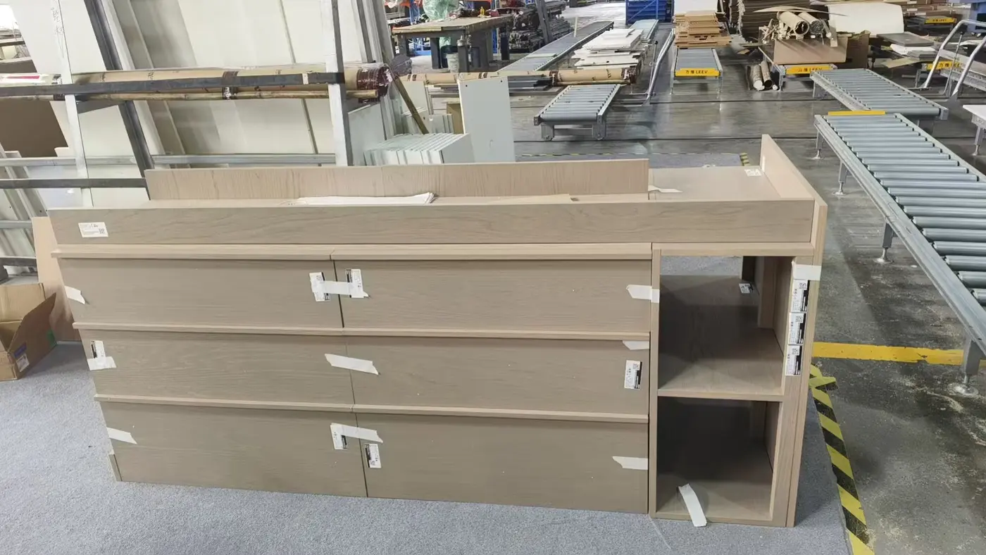 Cabinet sections assembled in factory