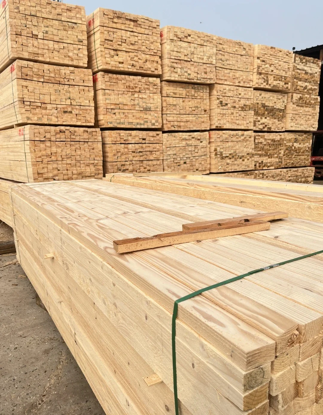 Bundled furniture lumber sorted before drying