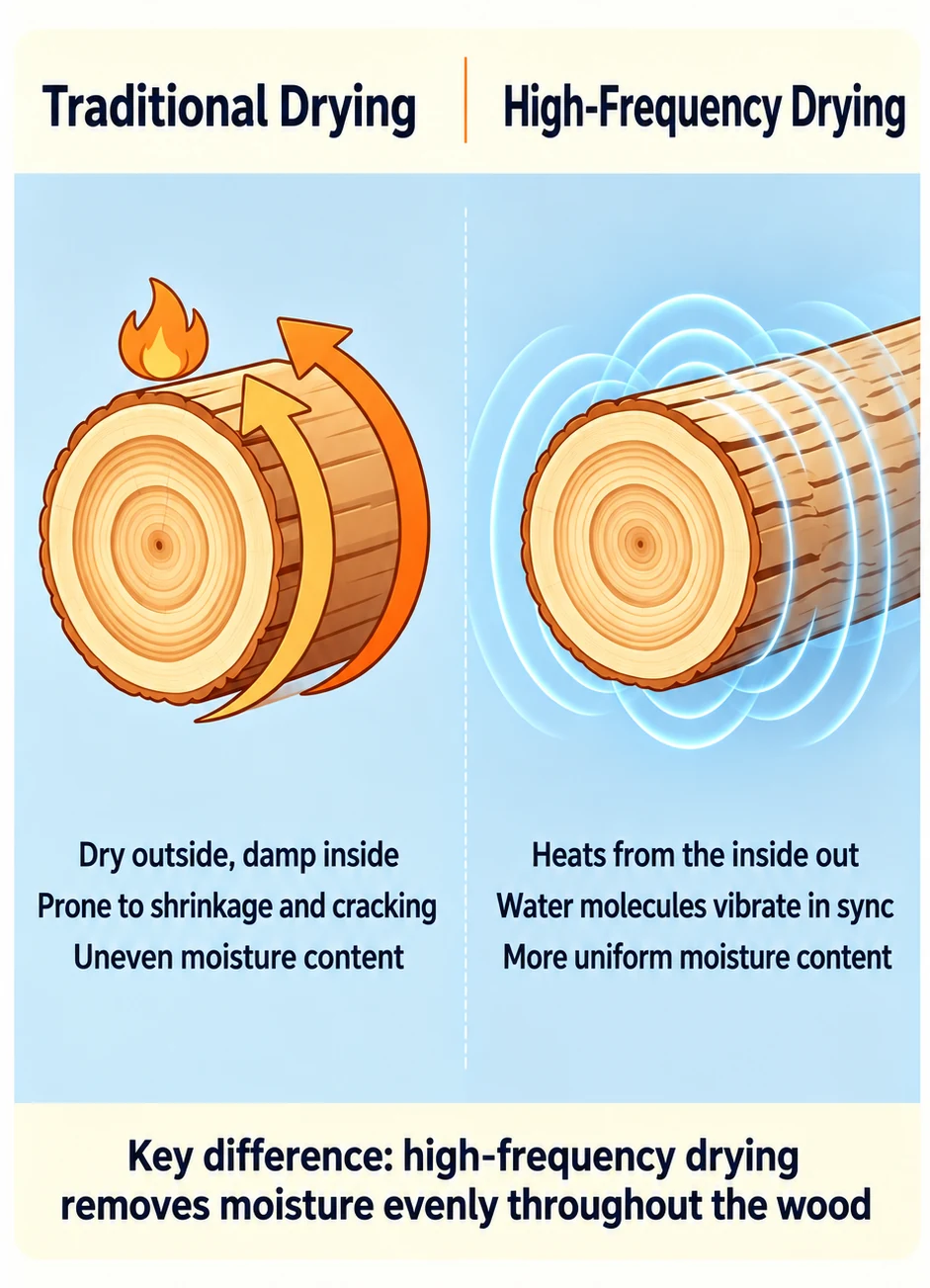 Traditional drying versus high-frequency drying