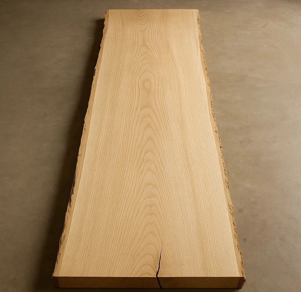 Solid wood board showing crack development