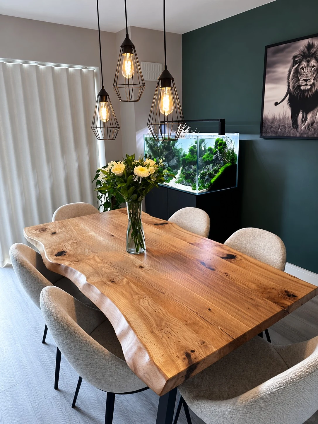 Finished solid-wood table after controlled stabilization