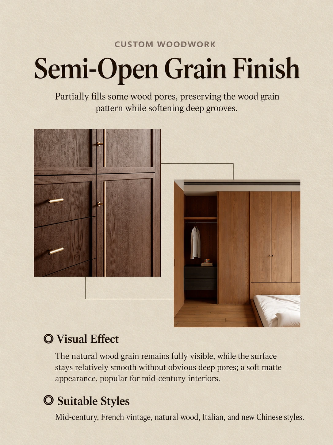 Semi-open-grain finish