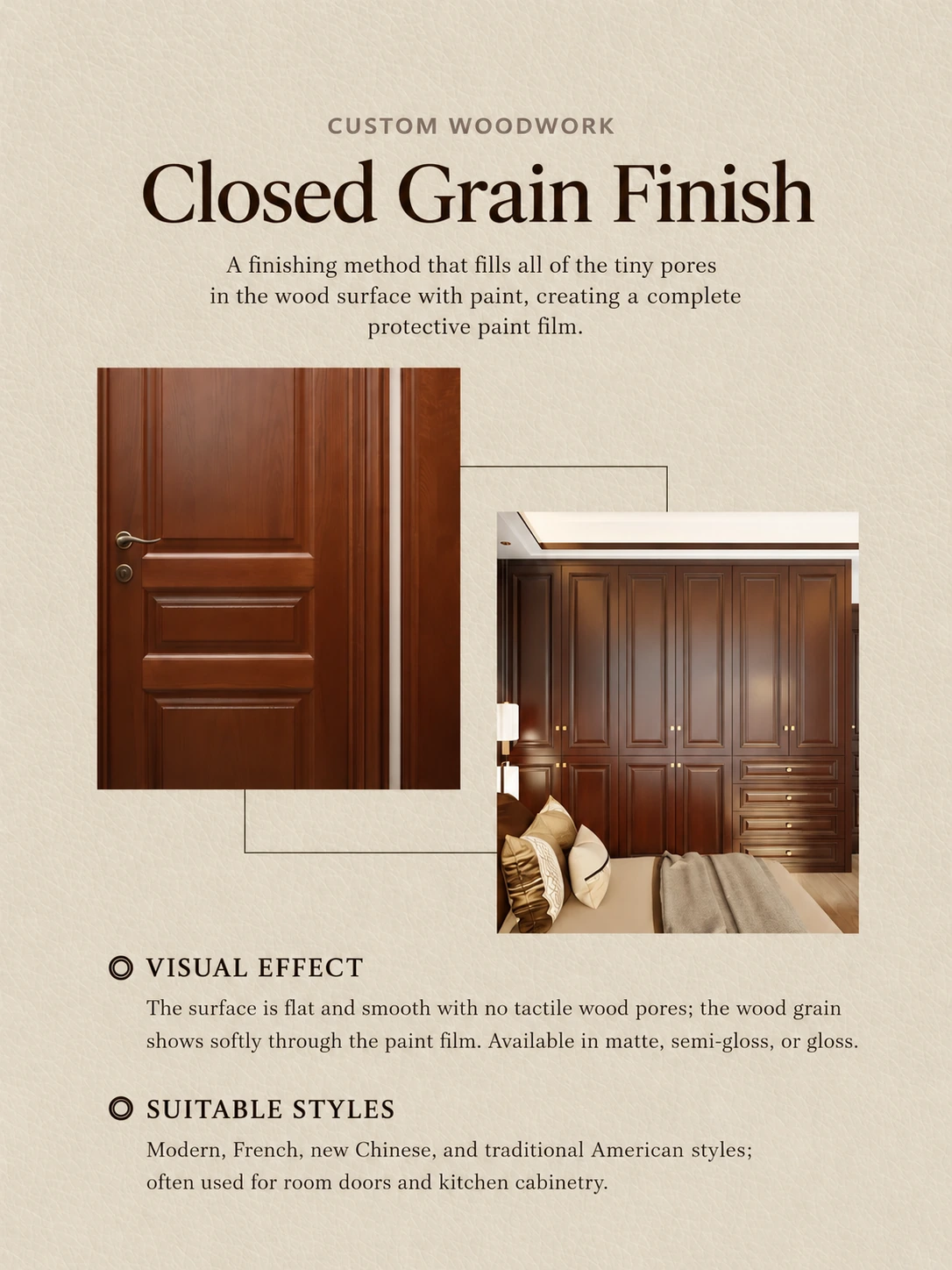 Closed-grain finish