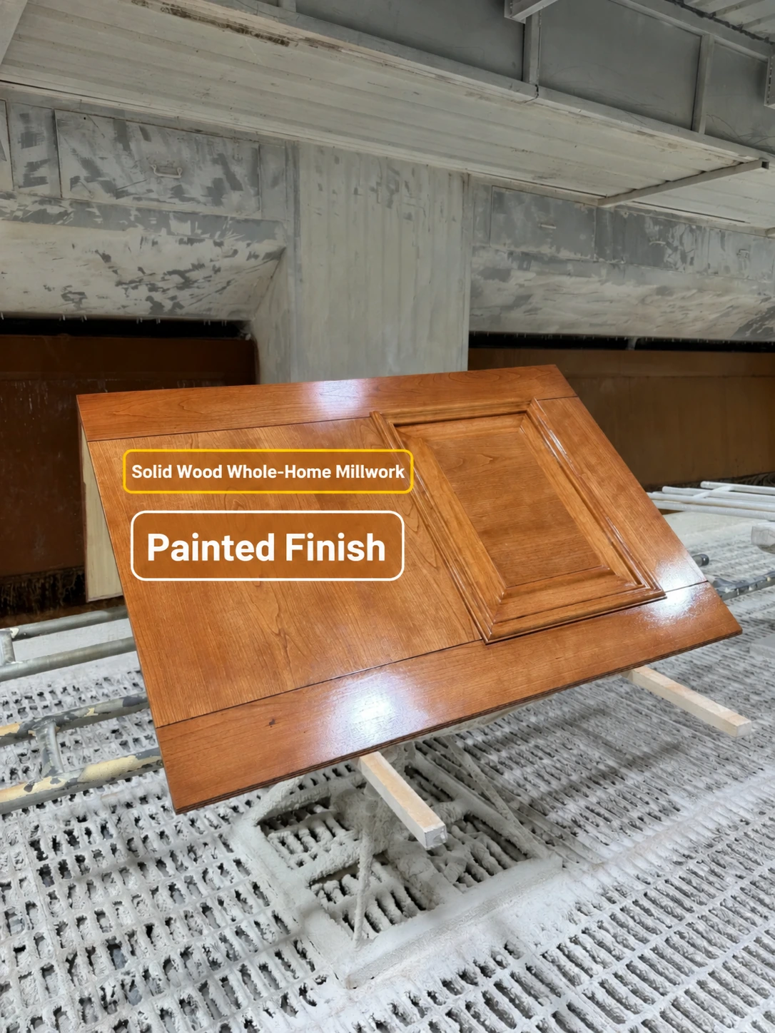 Painted wood panel after finishing