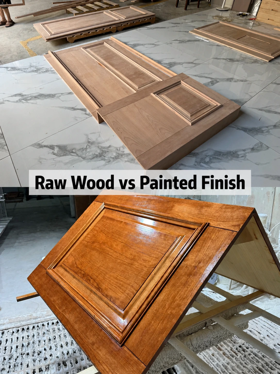 Raw wood versus painted finish comparison
