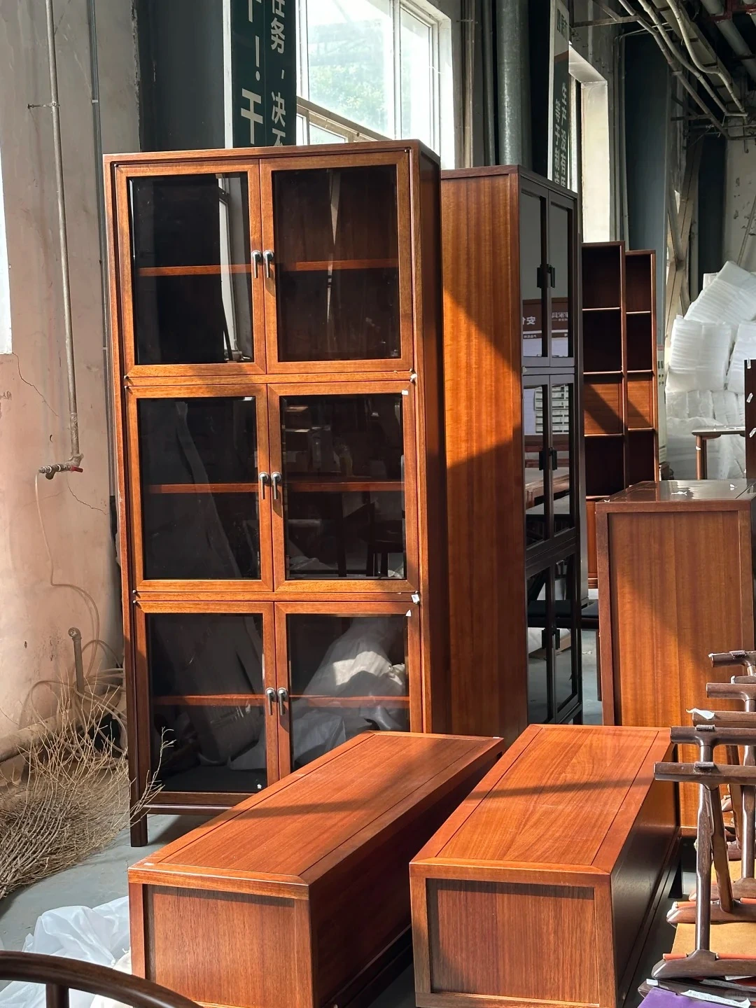 Finished lacquer furniture in factory