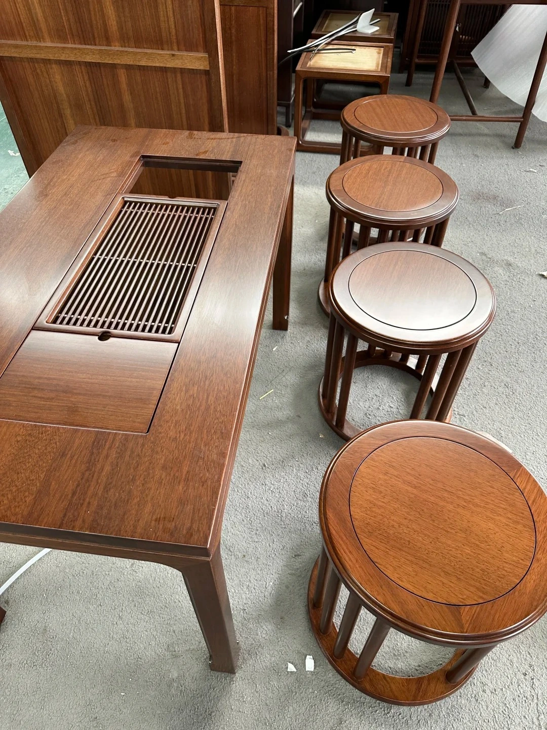 Finished wood furniture surfaces