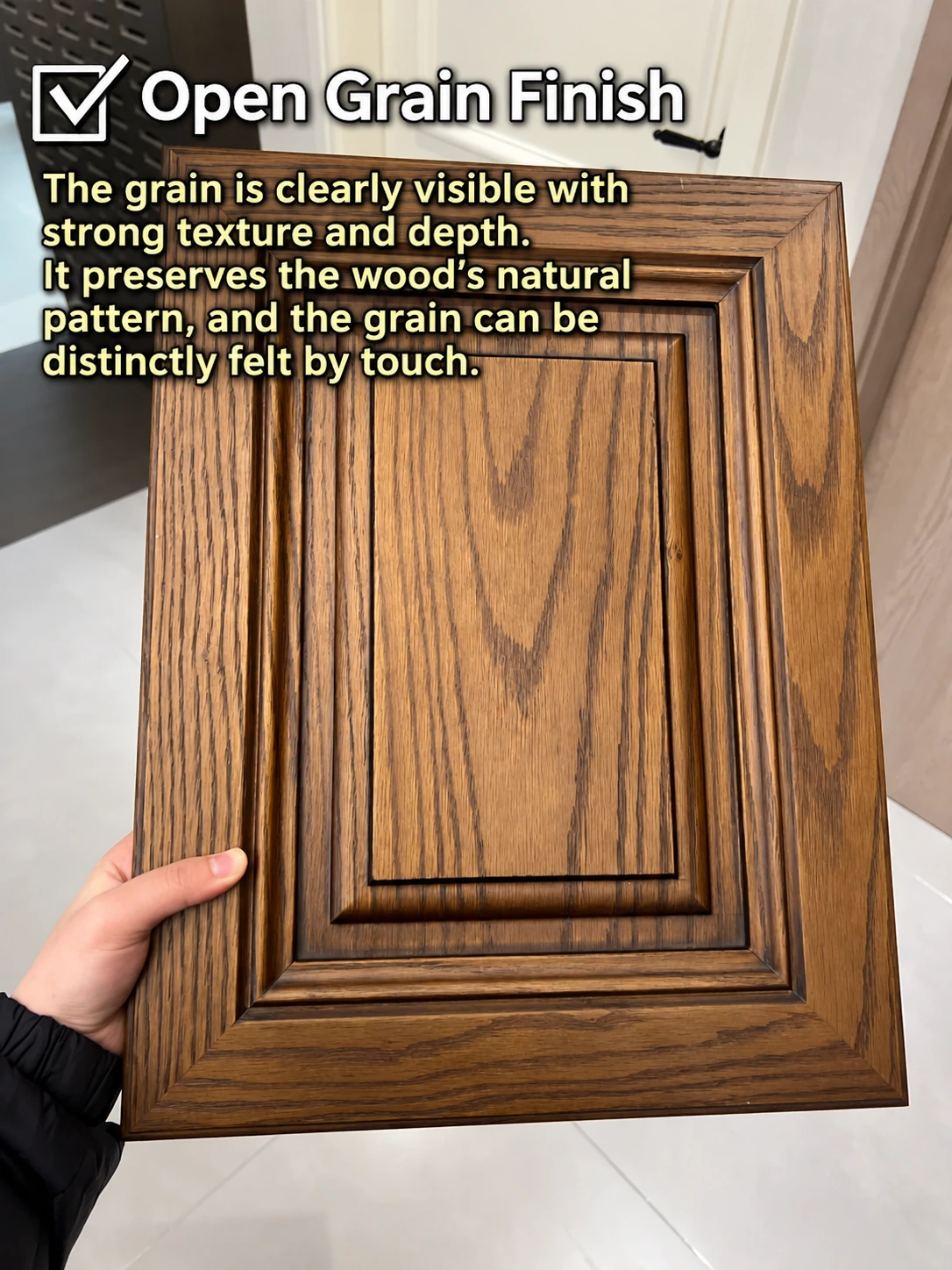 Open grain finish sample