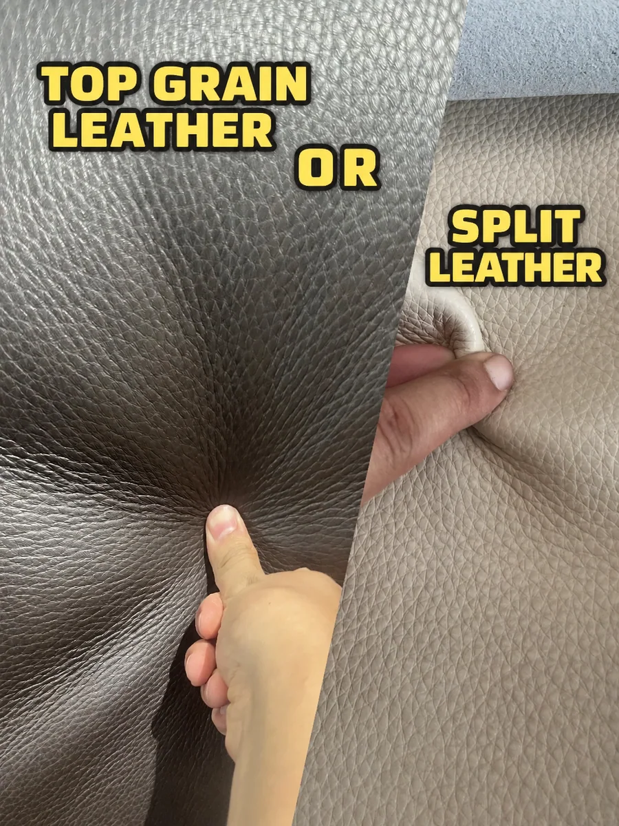 Touch test comparison between top grain leather and split leather