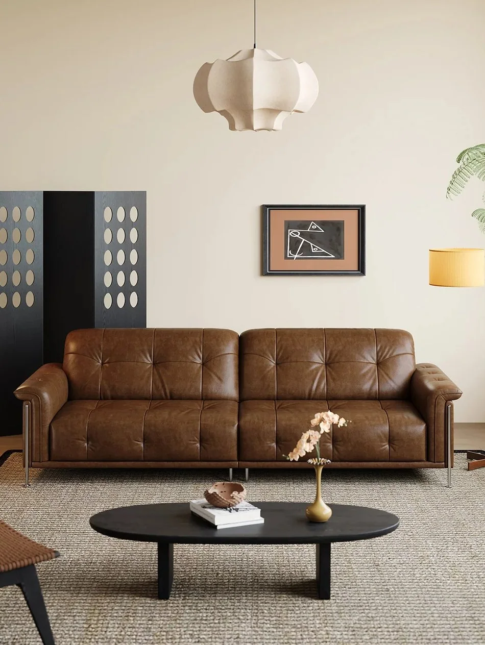 Brown leather sofa used as a concluding visual example