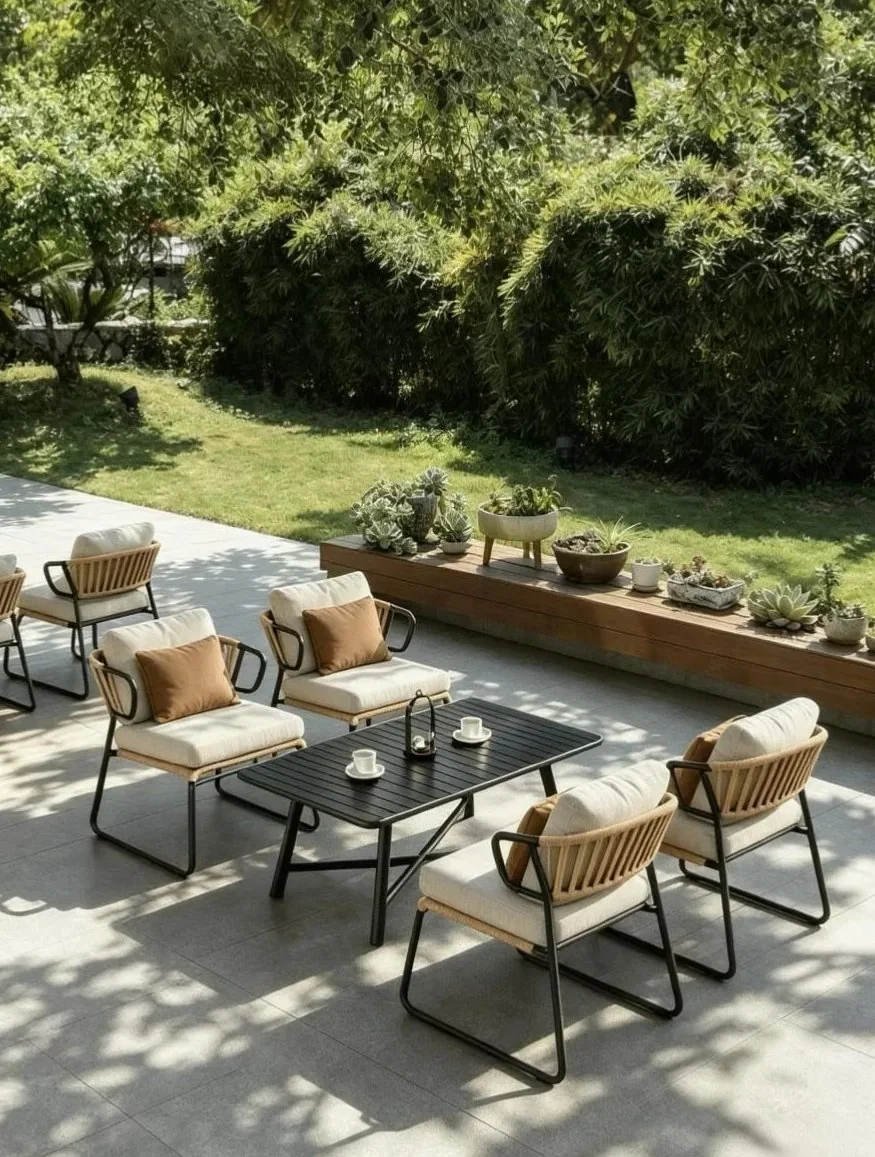 Patio furniture should be judged at joints, feet and underside surfaces—not only from the top view.