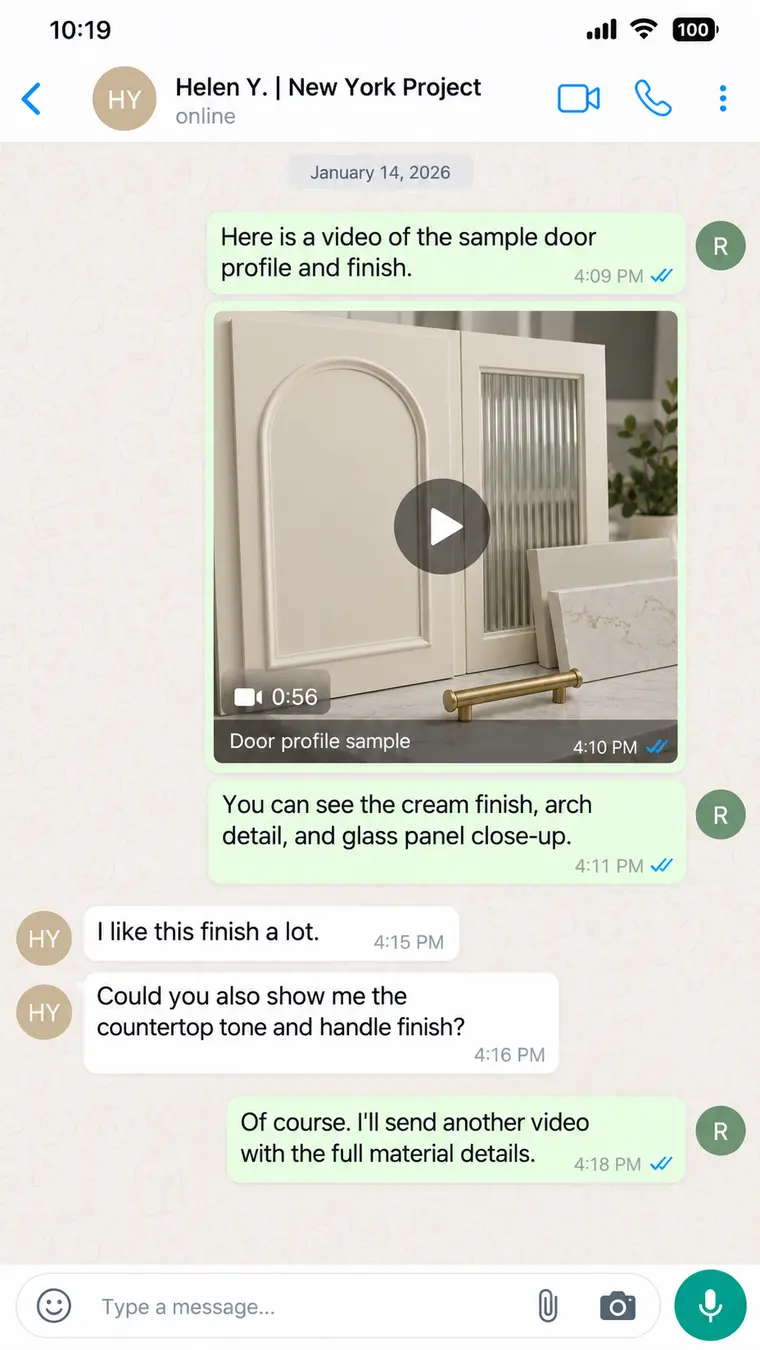 WhatsApp sample door profile video