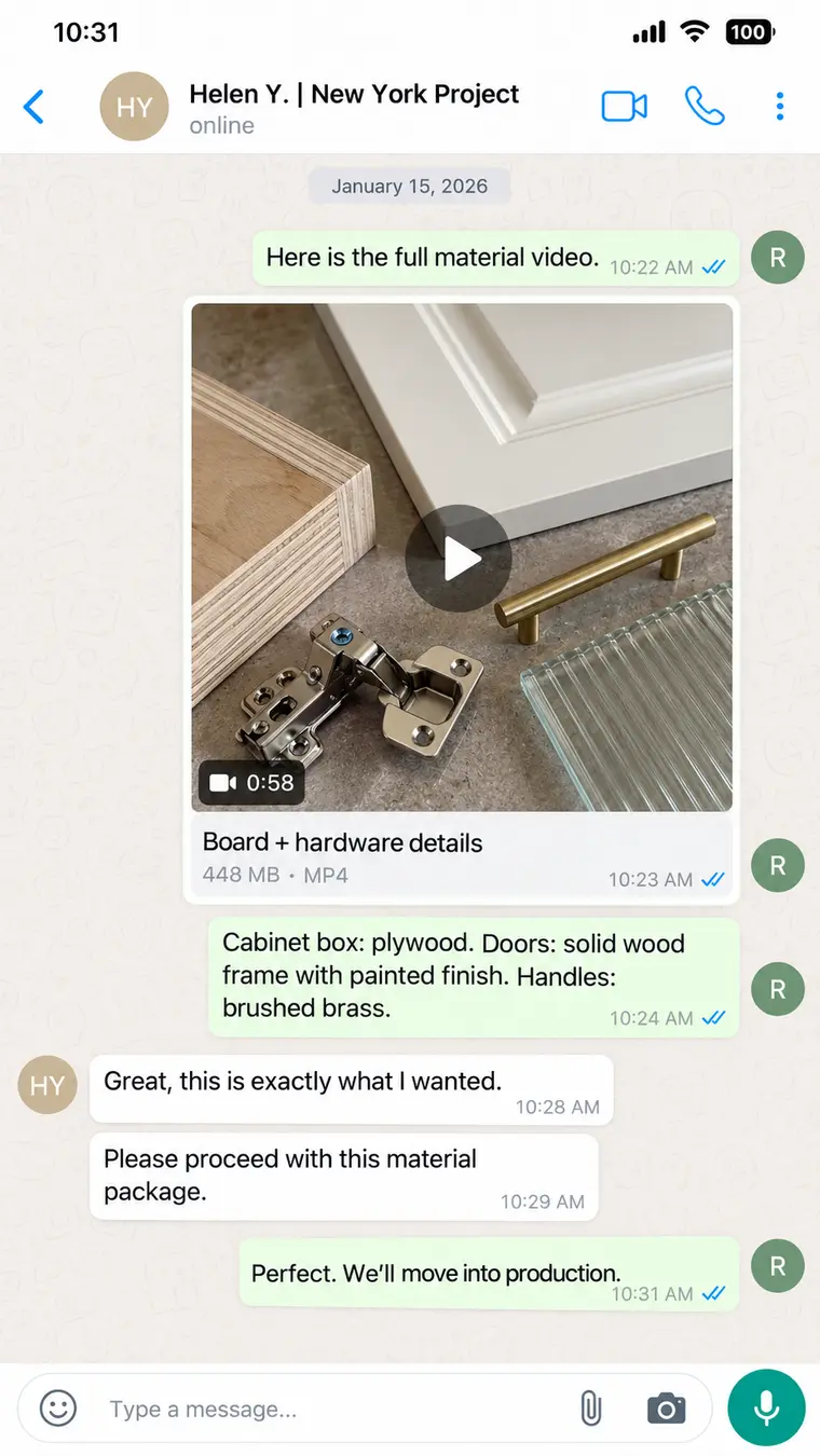 WhatsApp plywood and hardware material video